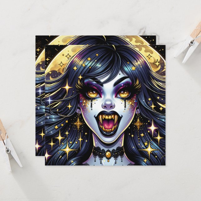 Comic Book Style Vampire Halloween Party  (Front/Back In Situ)