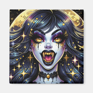 Comic Book Style Vampire Halloween Party Magnet