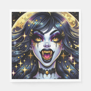 Comic Book Style Vampire Halloween Party  Napkin