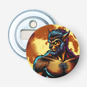 Comic Book Style Werewolf in Front of Full Moon Bottle Opener