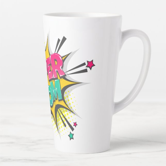 Comic Book Super Mum Latte Mug (Right)