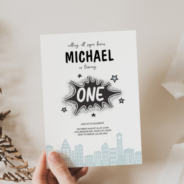 Comic Book Superhero 1st Birthday Invitation  (Creator Uploaded)