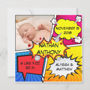 Comic Book Superhero Birth Announcement