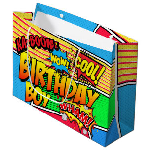 Comic Book Superhero Birthday Party Custom Large Gift Bag