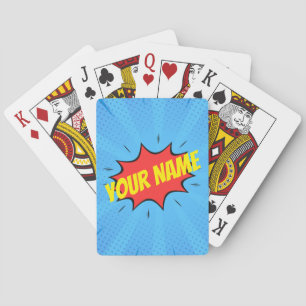 Comic Book Superhero Blue Red Yellow Playing Cards