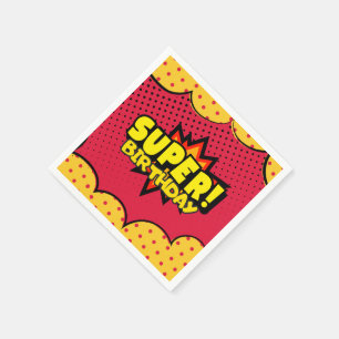 Comic book superhero boy birthday  napkin