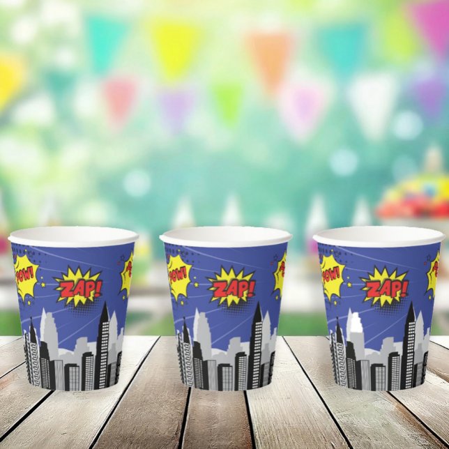 Comic Book Superhero Unique Boy's Birthday Paper Cups (Creator Uploaded)