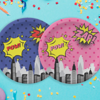 Comic Book Superhero Unique Girl's Paper Plate