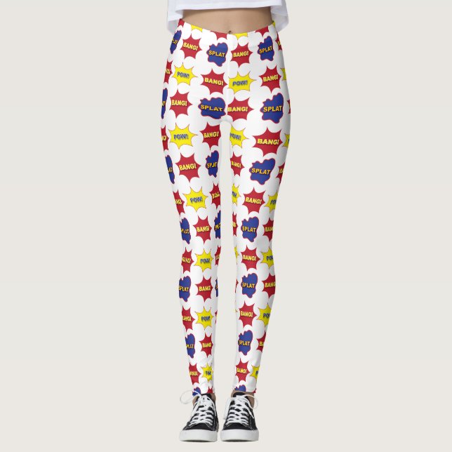 Comic Book Text Bubbles Leggings (Front)