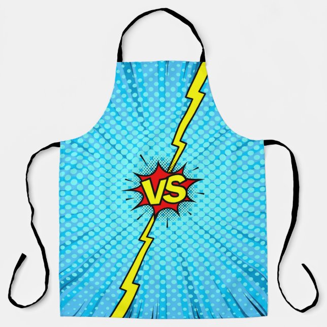 Comic book versus background, classic pop-art styl apron (Front)