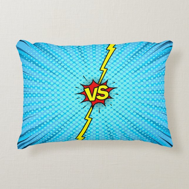 Comic book versus background, classic pop-art styl decorative cushion (Front)