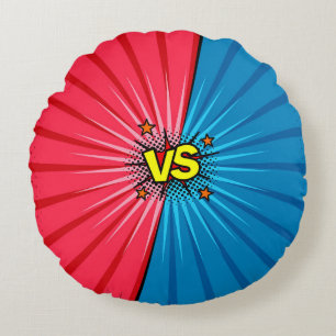 Comic book versus background, classic pop-art styl round cushion