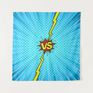 Comic book versus background, classic pop-art styl tapestry