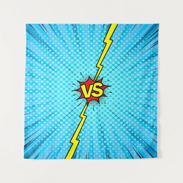 Comic book versus background, classic pop-art styl tapestry (Front)