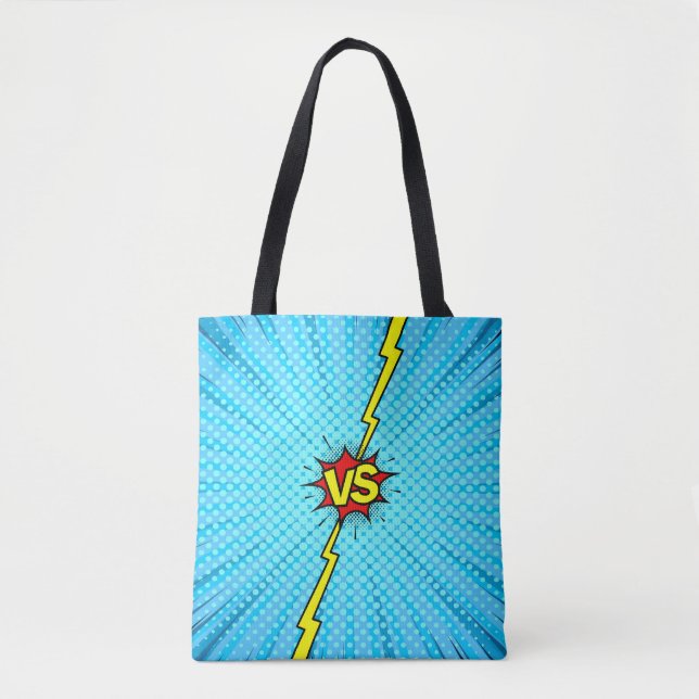 Comic book versus background, classic pop-art styl tote bag (Front)