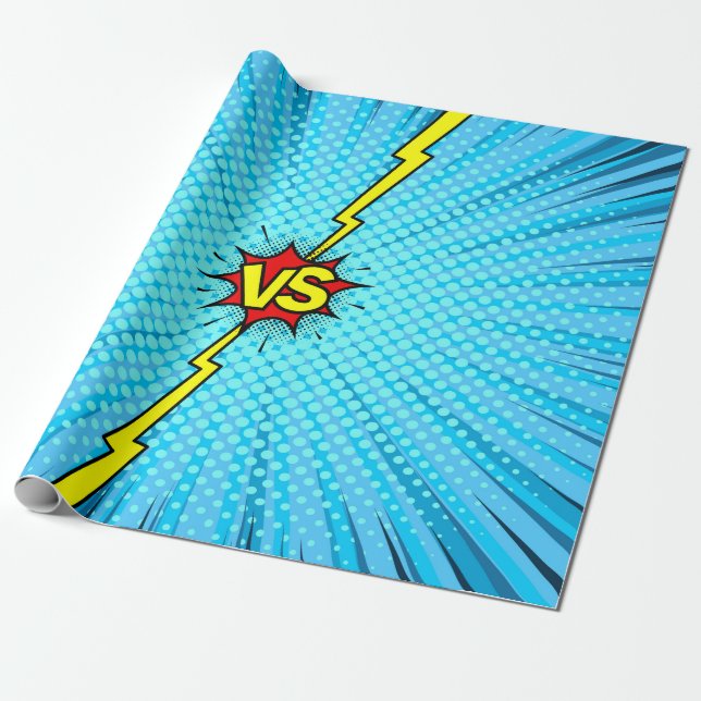 Comic book versus background, classic pop-art styl wrapping paper (Unrolled)