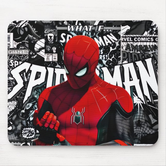 Comic Book Web Hero Mousepad - Red Masked Superher (Front)