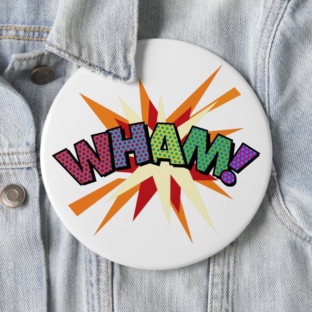Comic Book WHAM Modern Fun Colourful 6 Cm Round Badge (In Situ)