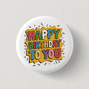 Comic Burst Happy Birthday 3 Cm Round Badge