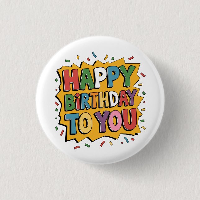 Comic Burst Happy Birthday 3 Cm Round Badge (Front)