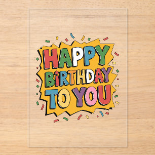 Comic Burst Happy Birthday Acrylic Invitations