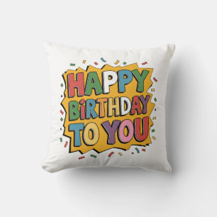 Comic Burst Happy Birthday Cushion