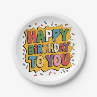Comic Burst Happy Birthday Paper Plate