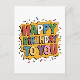 Comic Burst Happy Birthday Postcard