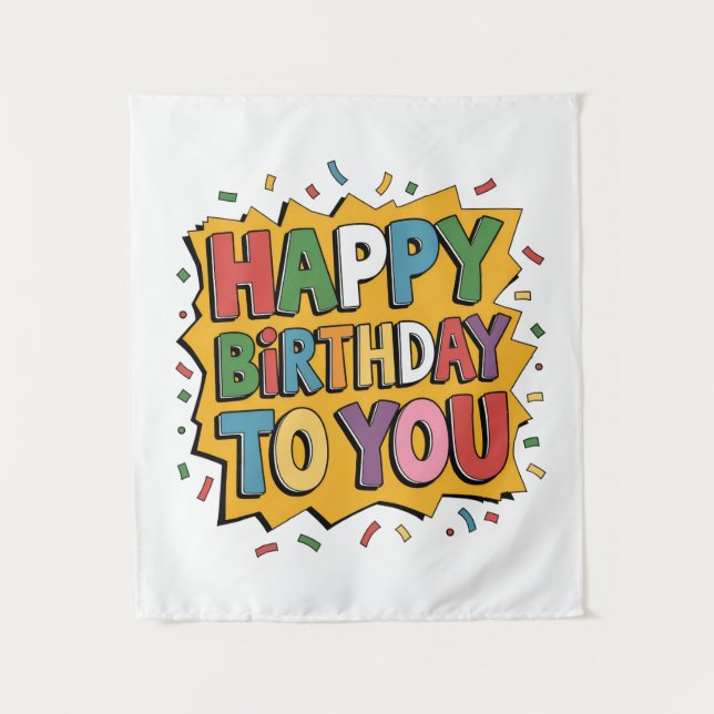 Comic Burst Happy Birthday Tapestry (Front)