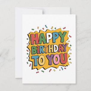 Comic Burst Happy Birthday Thank You Card
