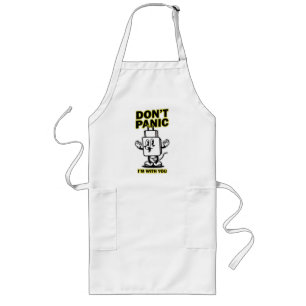 Comic Cartoon Mobile Charger: Don't Panic Design Long Apron