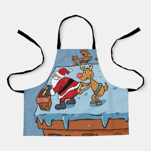 Comic cartoon Santa Claus christmas Apron (Front)