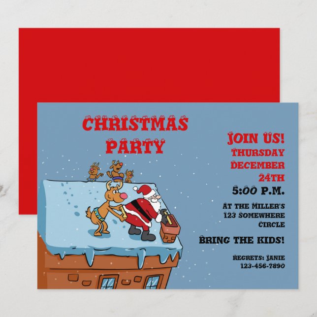Comic cartoon Santa Claus christmas          Invitation (Front/Back)