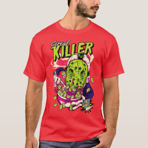 Comic Cereal Killer Cereal Box Funny Horror T-Shirt