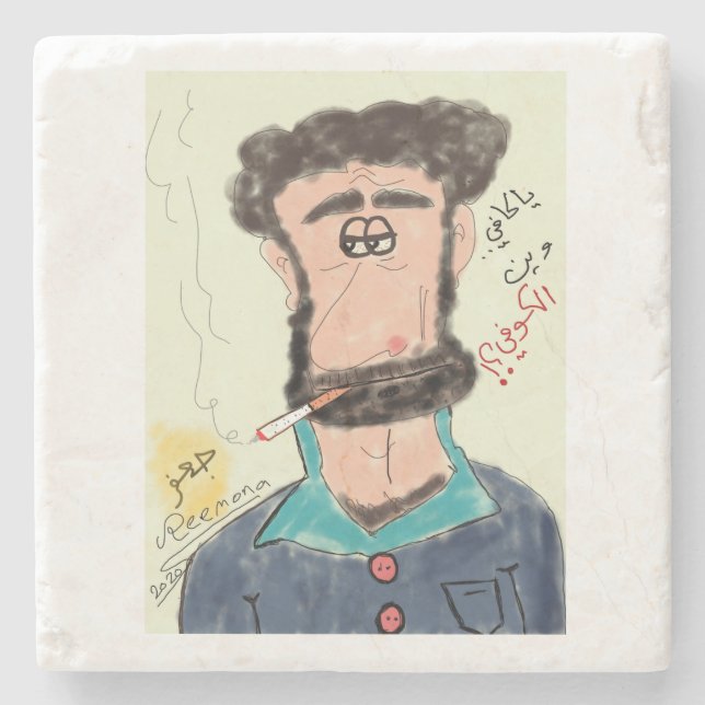 comic  character smoking cigarettes'  stone coaster (Front)