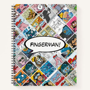 Comic Characters Pattern Kids Speech Balloon Name  Notebook