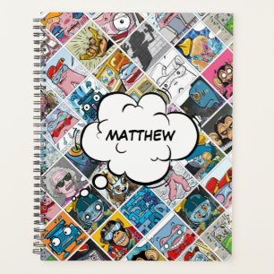 Comic Characters Pattern Kids Speech Balloon Name Planner