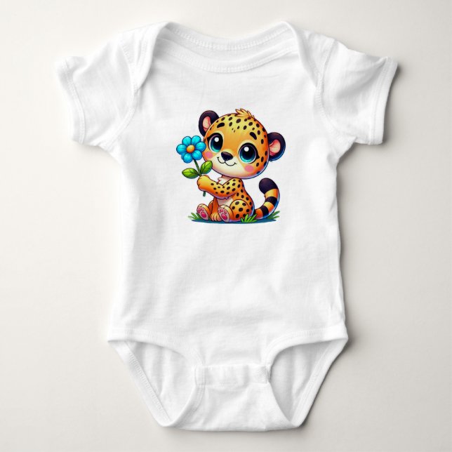 Comic Cheetah Baby Bodysuits (Front)