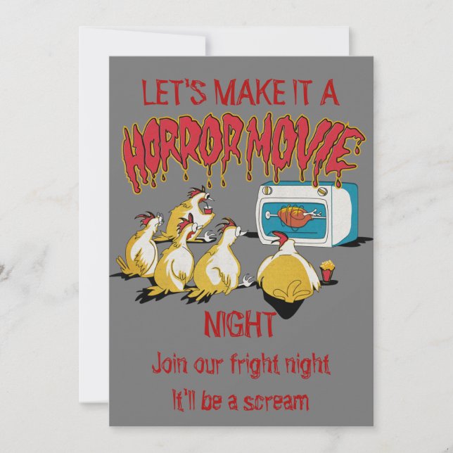 Comic chicken horror movie Halloween humour Invitation (Front)