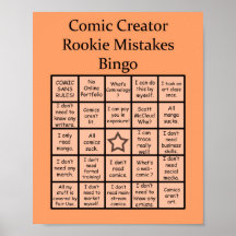 Comic Creator Rookie Mistakes Bingo Poster
