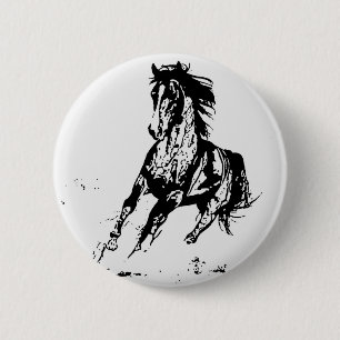 Comic Drawing Horse 6 Cm Round Badge