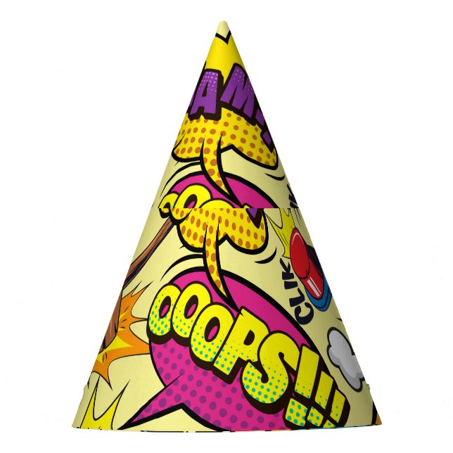Comic Elements Colourful Pattern Party Hat (Front)
