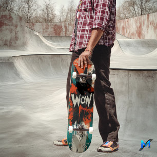 Comic Explosion Pop Art Skateboard - Bold 'WOW!' 