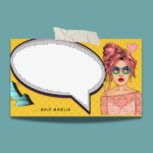 Comic Girl Pop Art Speech Bubble Fun Personalised Post-it Notes