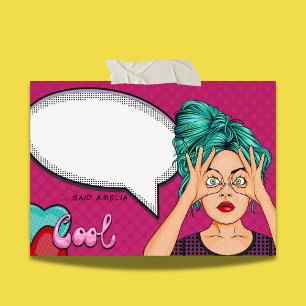Comic Girl Pop Art Speech Bubble Pink Personalised Post-it Notes