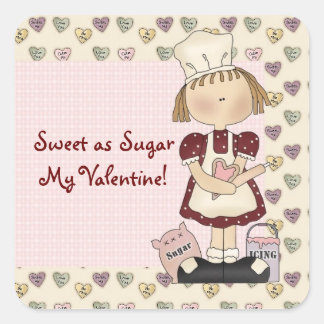 Comic Girl Sweet as Sugar Valentine's Day Stickers