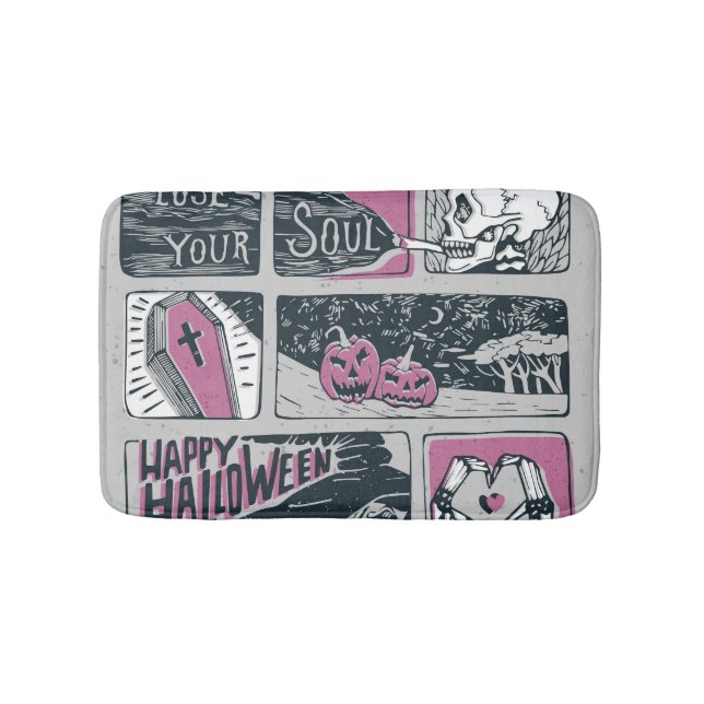 Comic Halloween: Fun Illustration Bath Mat (Front)