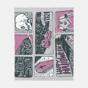 Comic Halloween: Fun Illustration Fleece Blanket