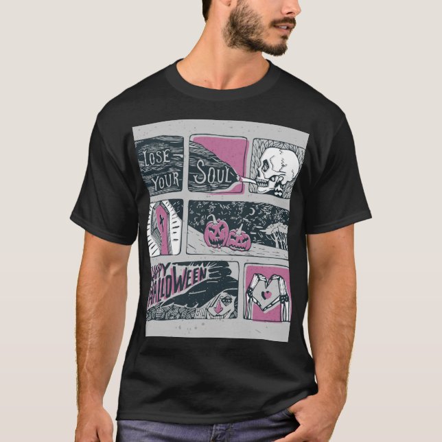 Comic Halloween: Fun Illustration T-Shirt (Front)
