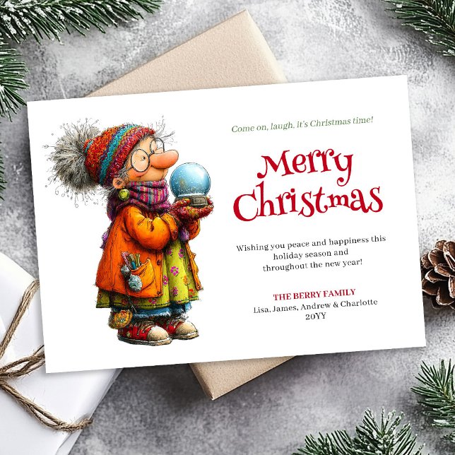 Comic Holiday Woman Personalized Christmas Card (Comic Holiday Woman Personalized Christmas Card)